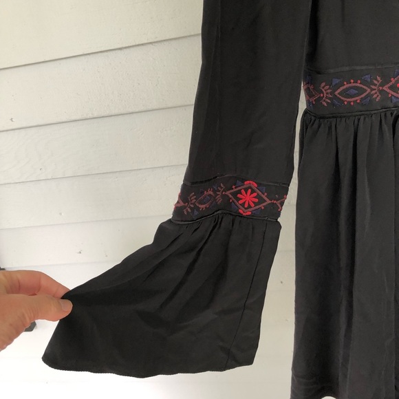 Cinq a Sept Silk Dress Mini Black Embroidered Tassels Zane US 8 - Picture 5 of 10
